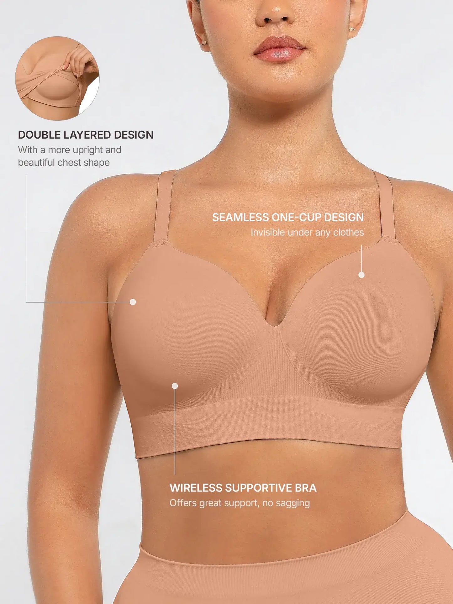 Feelingirl Wireless Push-Up Seamless Comfort Full Coverage Bra
